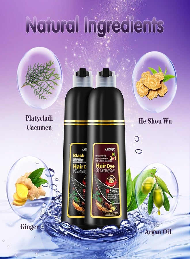 leorx Hair Dye shampoo 3 In 1, Dark Wine Red Instant Herbal Hair Color Shampoo Cover Gray Hair For Women&Men - Color Your Hair with Ease - Tintes Para El Cabello Profesional - Image 3