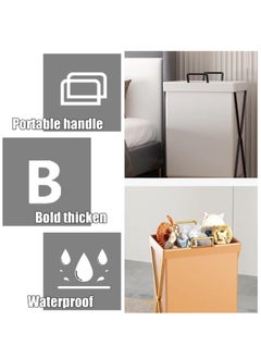 XiuWoo Luxury Portable Collapsible Metal Cortical Folding Clothes Laundry Hamper, Clothes Laundry Basket Storage, Home Storage Organizer, Cloth Storage Organizer Box with Lid and Matel Handle  - Image 2