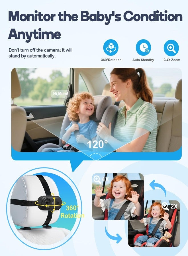 TinyShield Wireless Baby Car Camera, Car Baby Monitor No Wi-Fi Needed with HD 1080P Night Vision Display Adjustable Lens, Easy Install Backseat Camera for Kids, Newborns Travel Essentials Gifts - Image 3