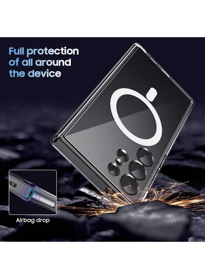 Techie Samsung Galaxy S24 Ultra 5G 2024 Hard Back Magnetic MagSafe Clear Case, Slim Shockproof Cover, Supports Wireless Charging - Image 2