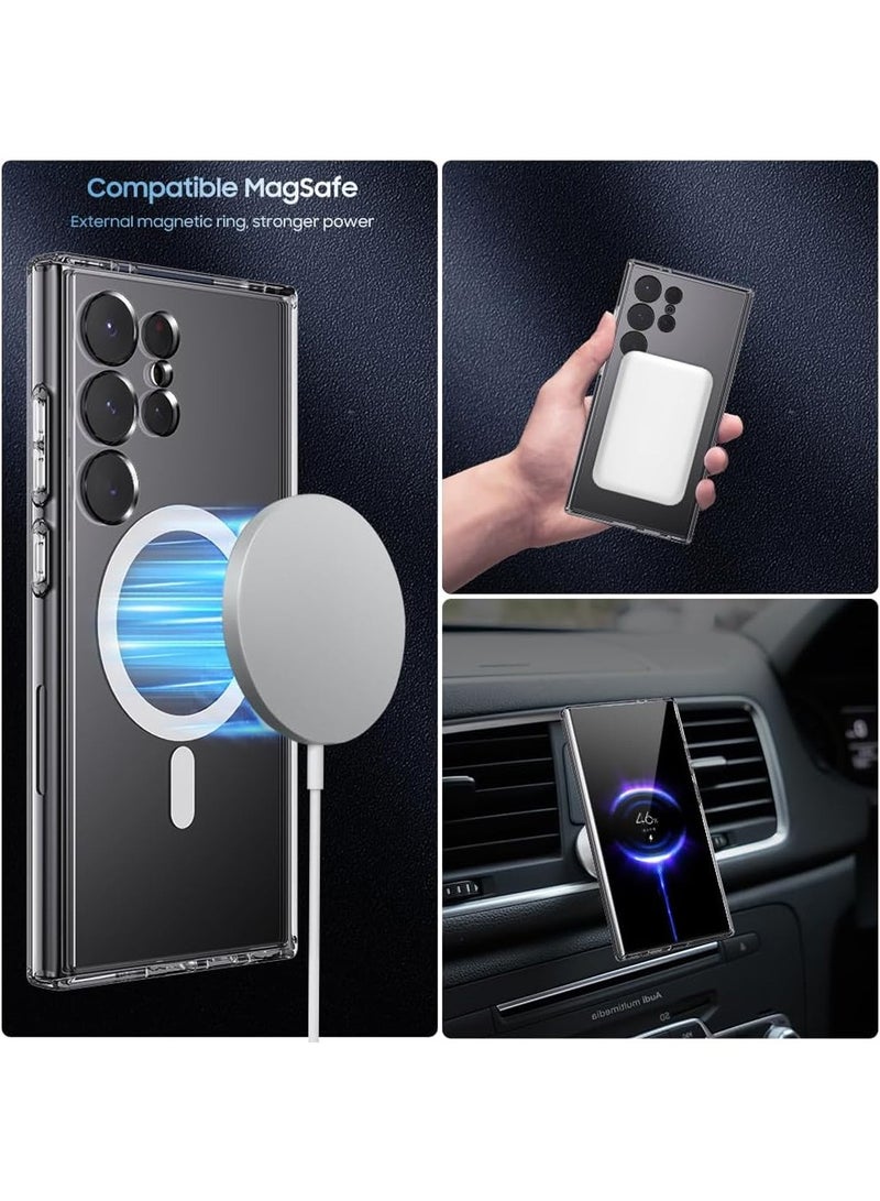 Techie Samsung Galaxy S24 Ultra 5G 2024 Hard Back Magnetic MagSafe Clear Case, Slim Shockproof Cover, Supports Wireless Charging - Image 3