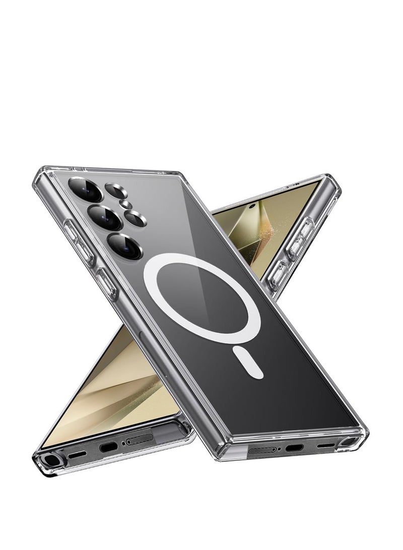 Techie Samsung Galaxy S24 Ultra 5G 2024 Hard Back Magnetic MagSafe Clear Case, Slim Shockproof Cover, Supports Wireless Charging - Image 1