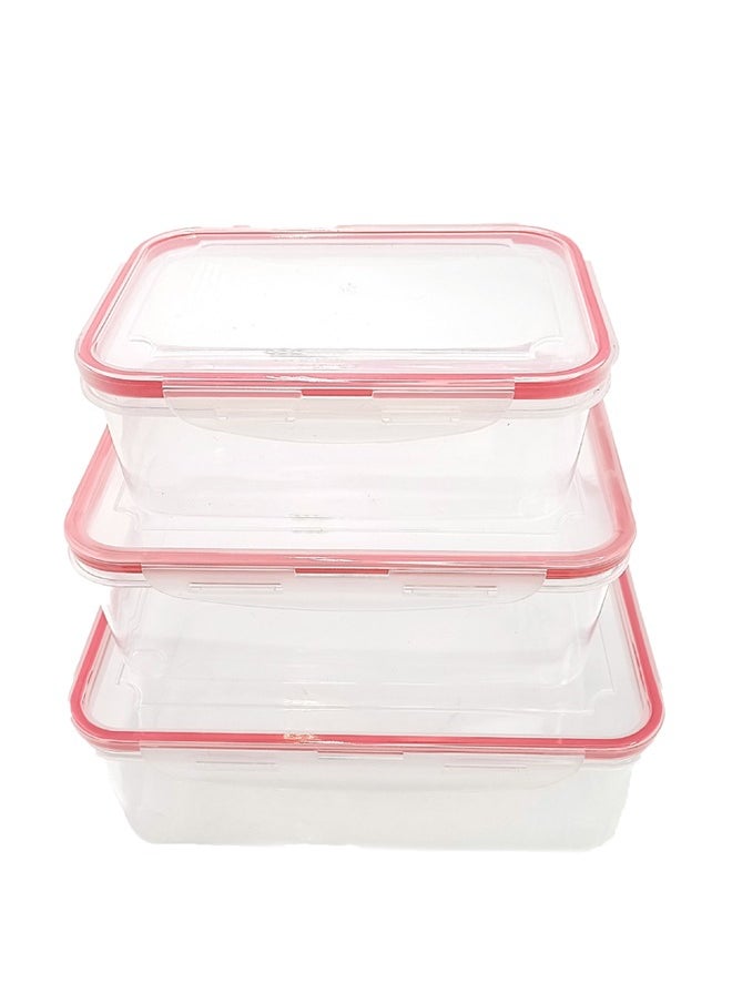 3 Piece Airtight Food Storage Containers with Lids, Containers for Kitchen Food with Snap Locking Lids for Cereal, Dry Food, Flour and Sugar, BPA Free, Food Containers Set, Red