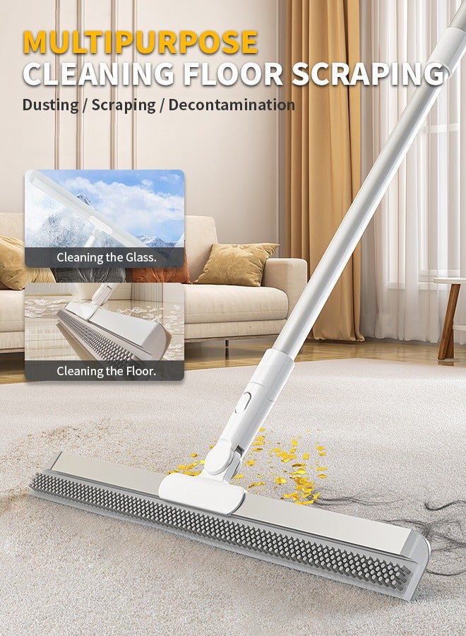 2 in 1 Household Magic Broom, Mirror Glass Rubber Scraper, Pet Hair Cleaner, Stainless Steel Telescopic Pole Cleaning Brush, Suitable for Floor, Balcony, Bathroom, Living Room - Image 2