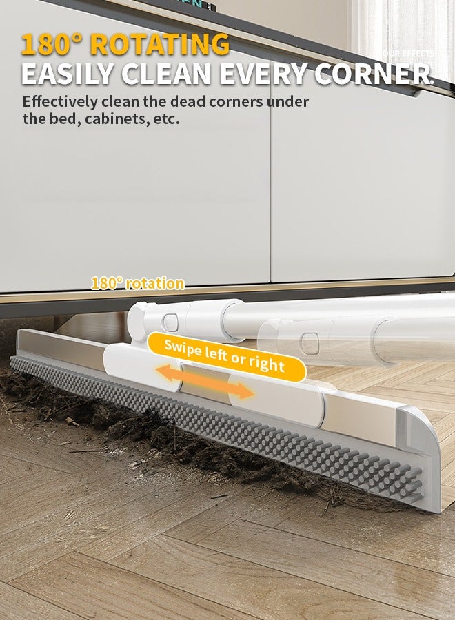 2 in 1 Household Magic Broom, Mirror Glass Rubber Scraper, Pet Hair Cleaner, Stainless Steel Telescopic Pole Cleaning Brush, Suitable for Floor, Balcony, Bathroom, Living Room - Image 5