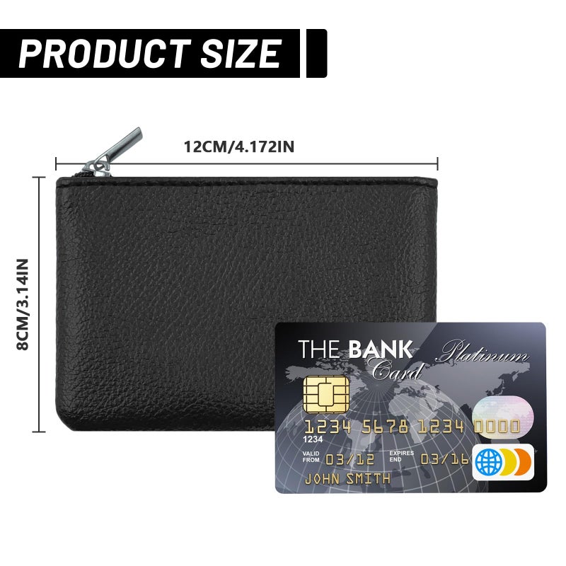 DENGXINWEI 2Pcs Coin Purse,Small Portable PU Leather Zipper Pouch Change Purse, Portable Change Wallet,Coin Pouch with Zipper, Mini Coin Pocket Pouch Change Holder for Women Change Purse for Coins(Black) - Image 2