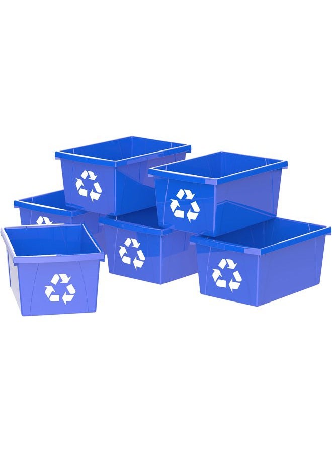 Storex 4 Gallon (15-Litre) Recycle Bin, 16.75 x 11.87 x 8.25-Inch, Blue, Case of 6 (STX61505U06C) - Image 1