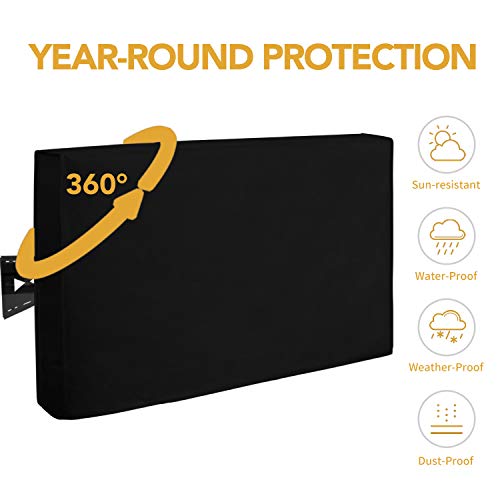 Easy-Going Outdoor TV Cover for 50 to 52 inches LCD, LED, Waterproof, Weatherproof and Dust-Proof TV Screen Protectors with Cleaning Cloth (52 inch,Black) - Image 3