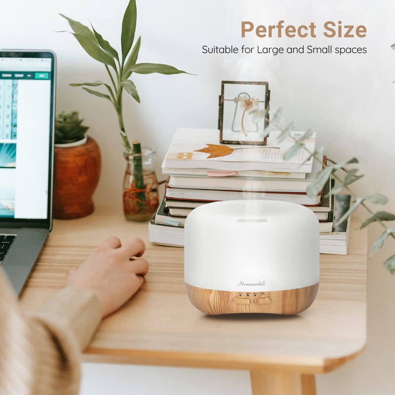 Homeweeks Aromatherapy Essential Oil Diffuser for Room: Colorful Aroma Air Humidifier with Adjustable Cool Mist Mode, Waterless Auto Off Ultrasonic Diffusers for Large Small Room Home Office 500ML - Image 5