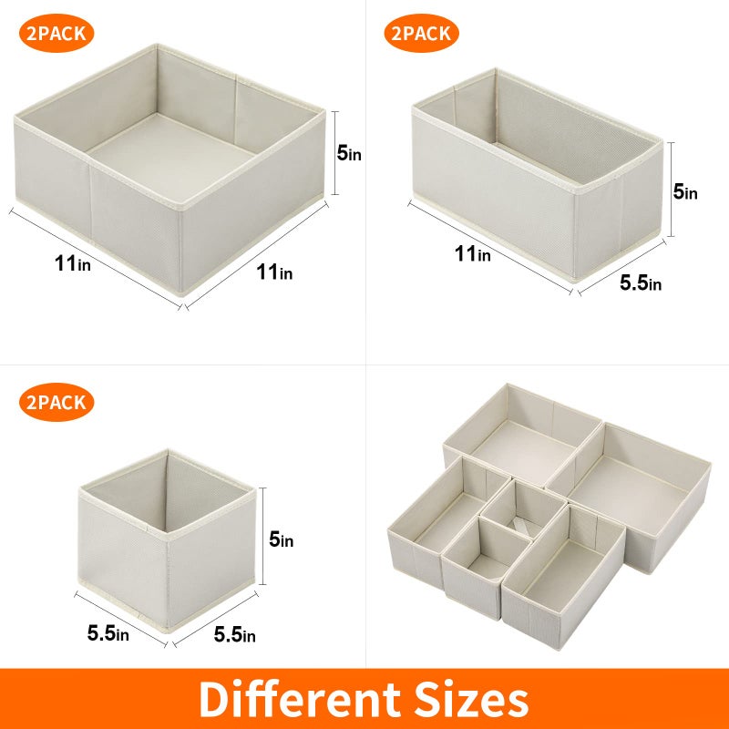 Stero 6 Pack Drawer Organizers For Clothing  Dresser Drawer Organizer Clothes  Fabric Foldable Closet Organizers And Storage Basket Bins For Clothes  Underwear  Bras  Socks (Light Grey) - Image 5