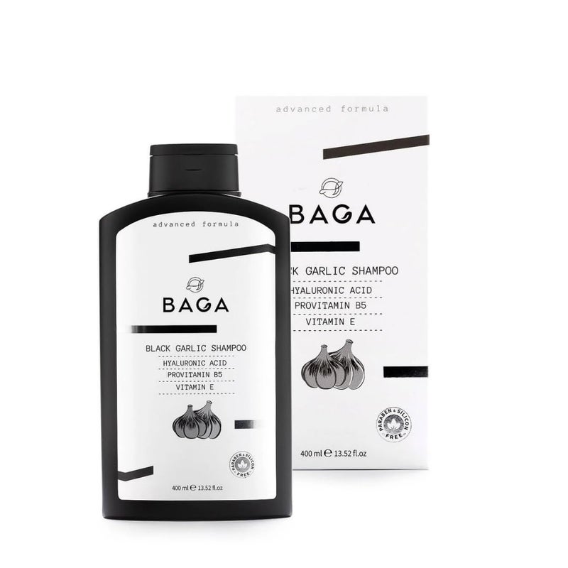 Generic BAGA Black Garlic Shampoo  1352 fl oz 400 ml Enriched with Hyaluronic Acid ProVitamin B5 and Vitamin E for Strengthening and Nourishing Hair 