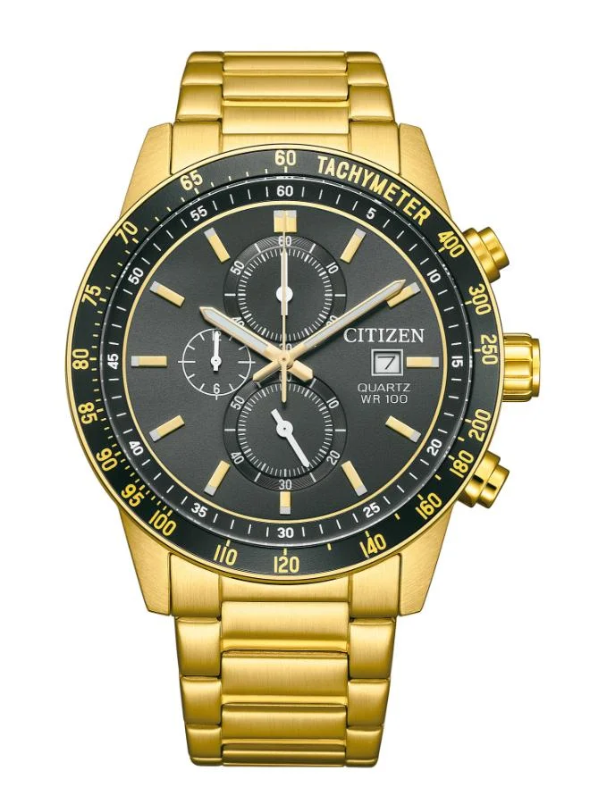 CITIZEN Men's Stainless Steel with Gold Plating Quartz Chronograph Watch AN3682-54E - 44 mm