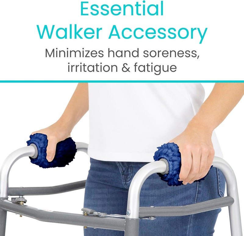 Vive Walker Handle Cushions 2Pack Extra Soft Sheepskin Grips  Padded Hand Cover Accessories for Folding Rolling Wheelchair Rollator Handle Senior Elderly Grippers  Foam Padding for Disability - Image 3