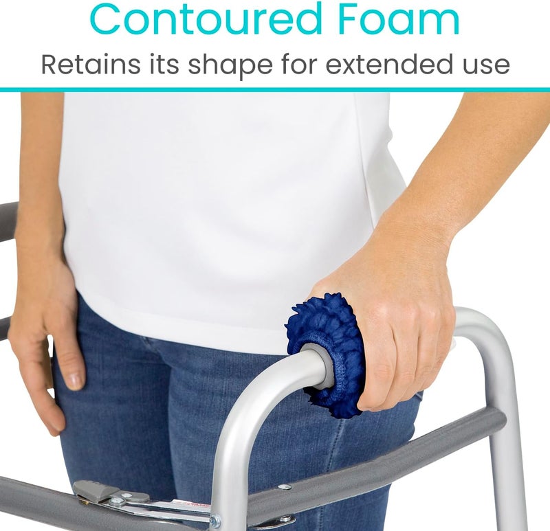 Vive Walker Handle Cushions 2Pack Extra Soft Sheepskin Grips  Padded Hand Cover Accessories for Folding Rolling Wheelchair Rollator Handle Senior Elderly Grippers  Foam Padding for Disability - Image 2