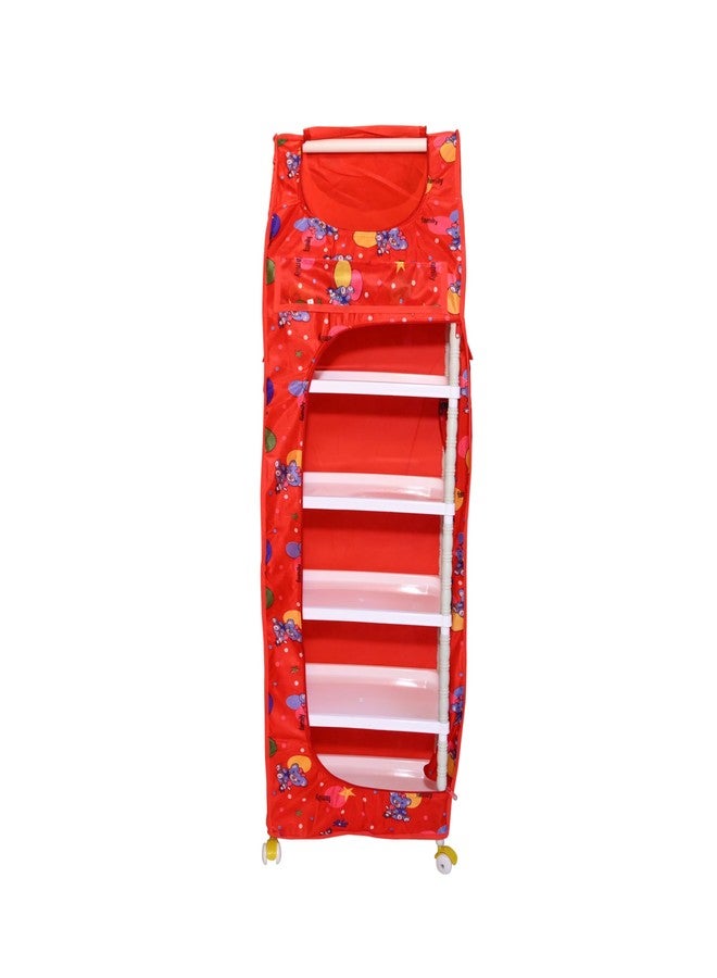Little Legends Storage Organizer with 6 Shelves, Multipurpose Collapsible Wardrobe & (Unbreakable Material) Red - Image 1