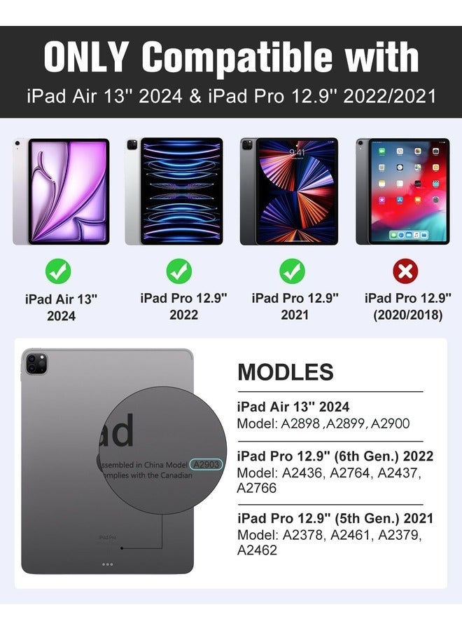 ELTRAZONE Black Slim Hard Case for iPad Air 13-Inch M2 (2024) & iPad Pro 12.9-Inch (6th/5th Gen) - Translucent Frosted PC Back, Touch ID & Pencil Support - Image 2