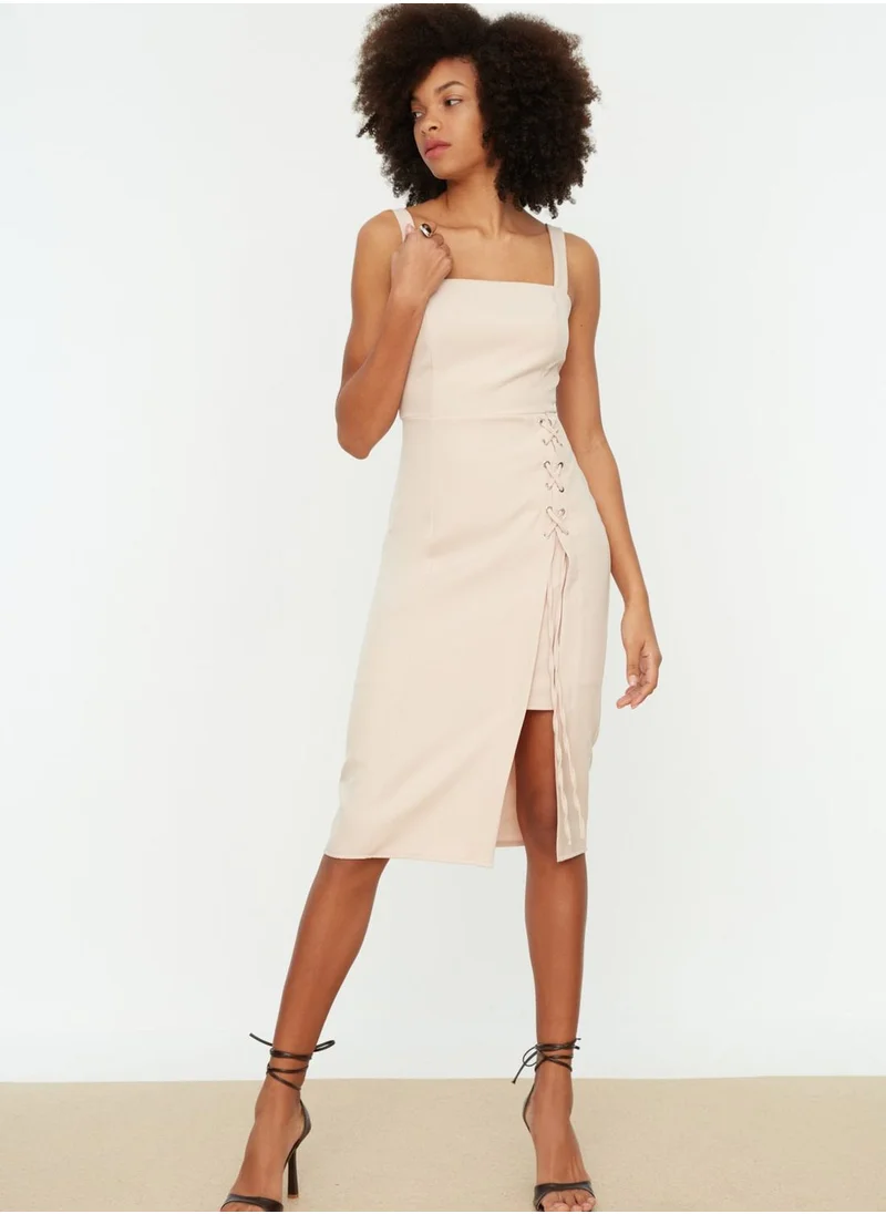 trendyol Eyelet Detail Side Slit Dress