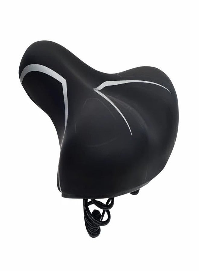 Impetus Bicycle Saddle Wide Dimension 251X212mm Dual Springs at Bottom Soft Cushion at Top PU Form 26 Inch 27 Inch 29 Inch Tire Size Cycle Seat Complete Unisex Age Above 9 Yrs (Black/White) - Image 1