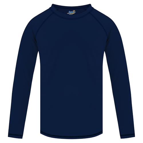 Semois Rash Guard for Boys Long Sleeve Swim Shirt for Toddler Kids 9-10 Years Navy Blue Rashguard Water Swimwear Swimming Shirt UPF+ 50 - Image 1