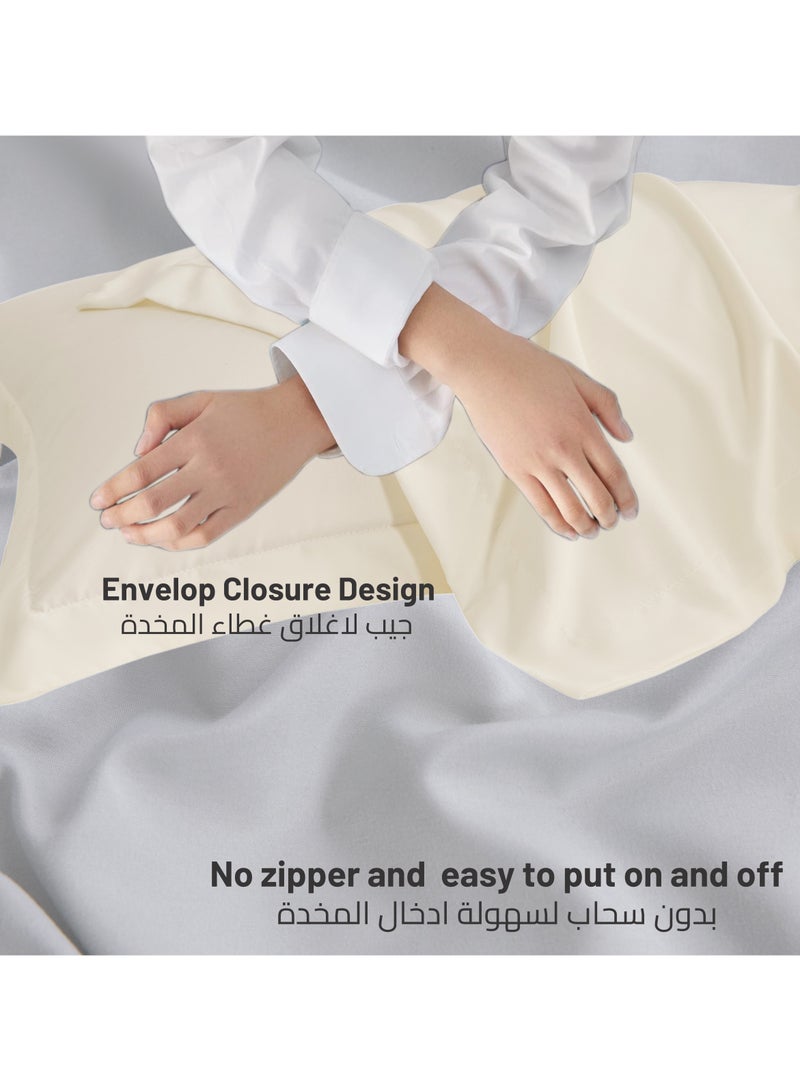 دوناتيلا غطاء وسادة 50×75 سم 2 قطعة فائق النعومة لون أبيض ناصع  - Image 3