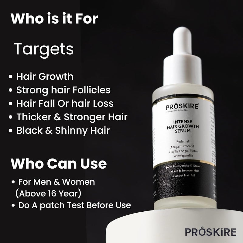Proskire Intense Hair Growth Serum with Redensyl Anagain Procapil Capilia Longa Biotin  Ashwagandha