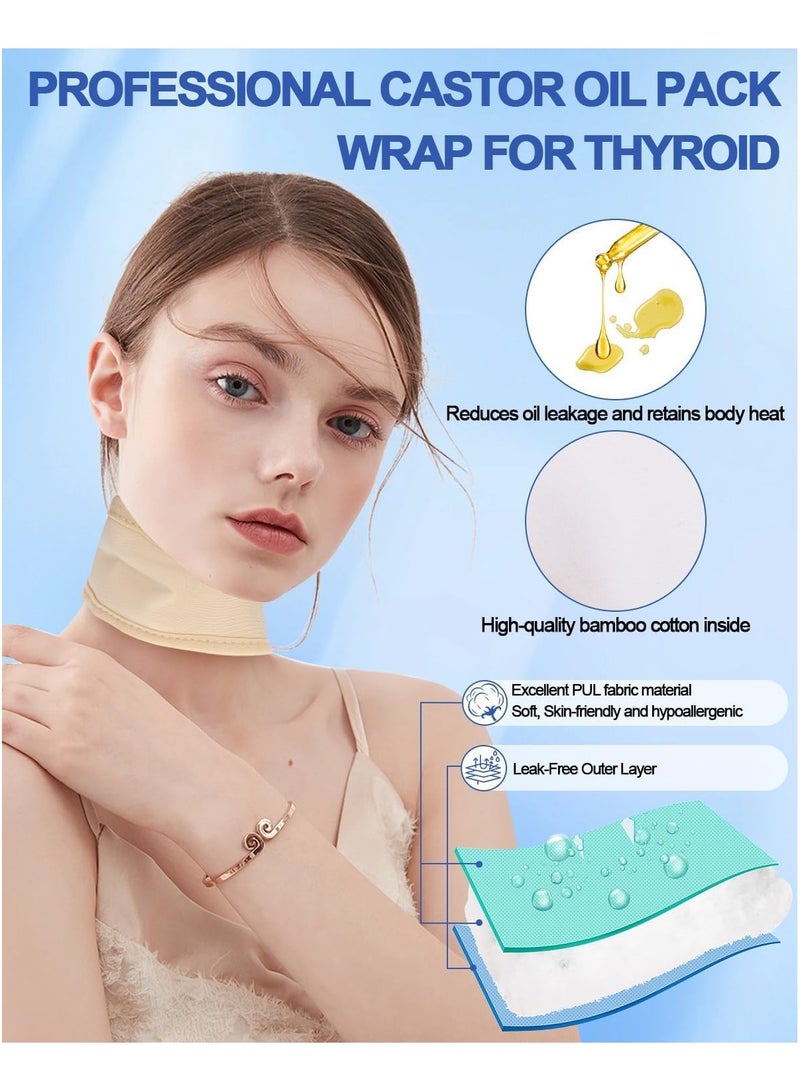general 2 Piece Thyroid Castor Oil Neck Pack, Reusable Castor Oil Thyroid Neck Compression Pack, Organic Cotton Flannel, Reduces Mess, Comfortable Fit, White + Light Khaki - Image 3