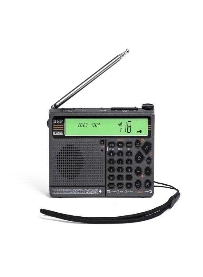HanRongDa HRD-757 Multi-band Radio FM AM MW SW V.UHF AIR WB Portable Radio APP Control BT TF Music Player SOS Alarm Flashlight Alarm Clock - Image 4