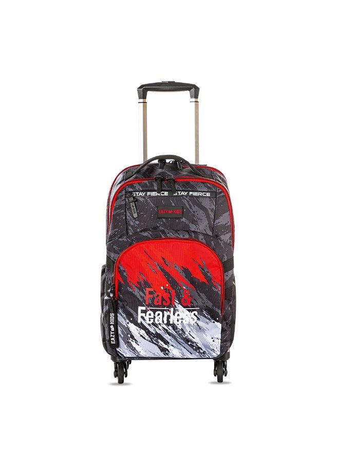 Eazy Kids 20" School Bag w/ 4 Wheel Trolley, Laptop Compartment - Fast & Fearless Black - Image 2