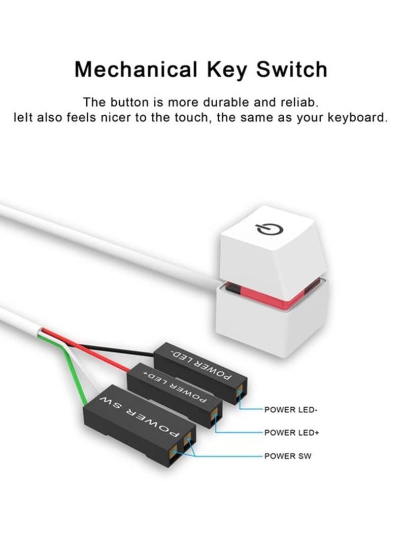 Y&D Computer Desktop Switch 2M Portable LED Lights PC External Start On Off Button Extension Cable RGB Light - Image 4