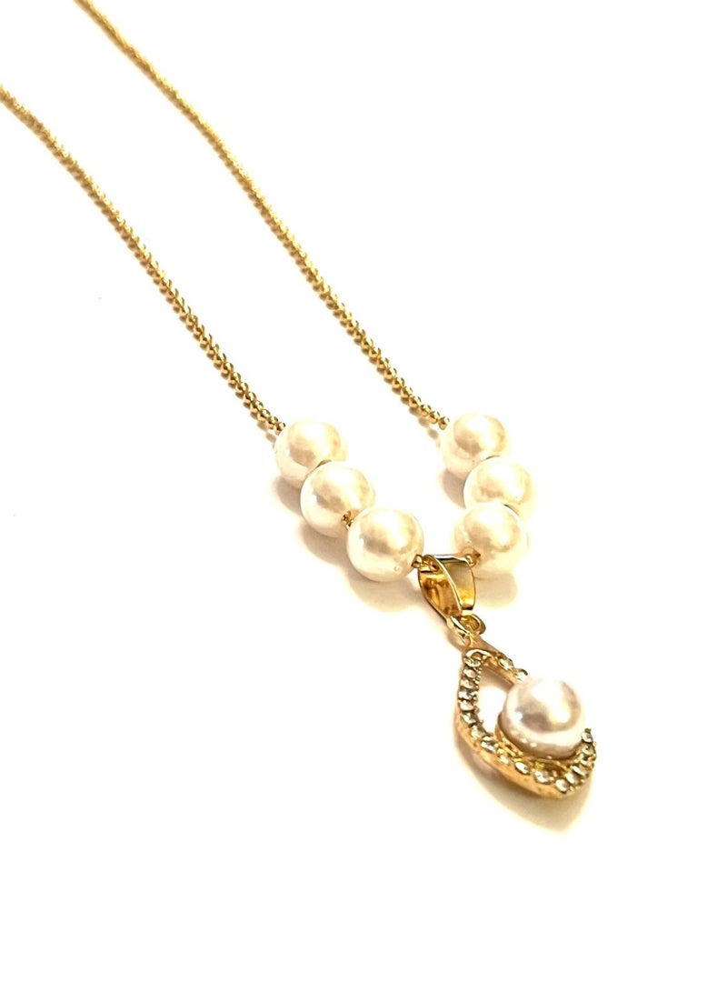 Trio Earrings Pearls necklace - Image 2