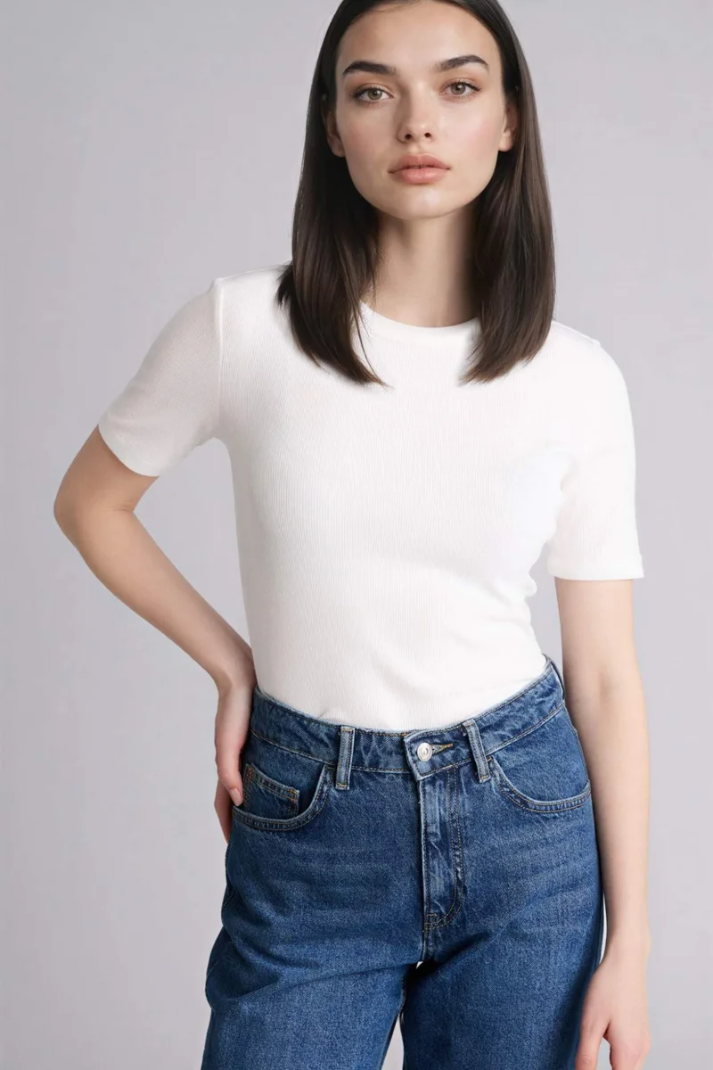 DeFacto Slim Fit Crew Neck Basic Camisole Short Sleeve T-Shirt