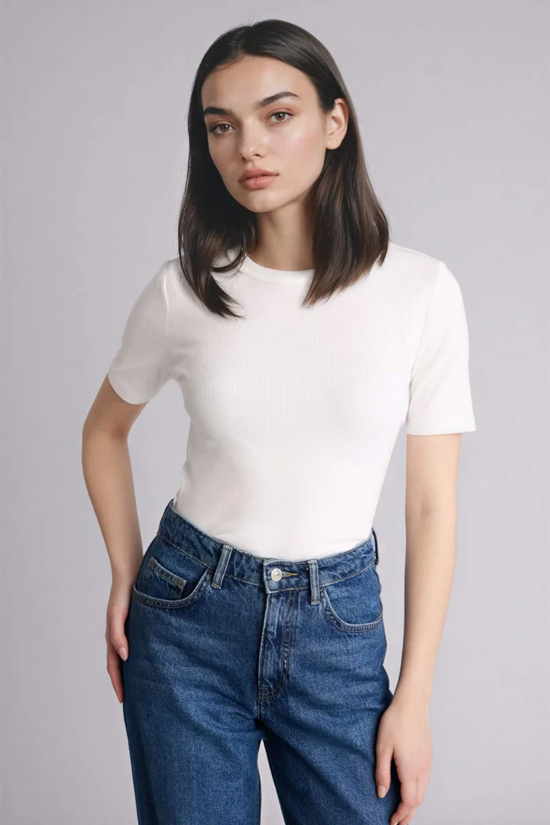 DeFacto Slim Fit Crew Neck Basic Camisole Short Sleeve T-Shirt