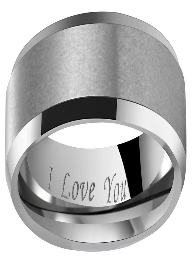 Crownal 4mm 6mm 8mm Tungsten Wedding Couple Bands Rings Men Women Matte Brushed Finish Center Engraved "I Love You" Size 4 To 17 (Silver 6mm,11.5) - Image 2