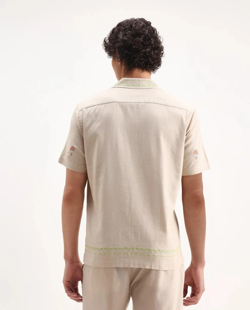 Rare Rabbit Men's Embroidered Boxy Fit Shirt