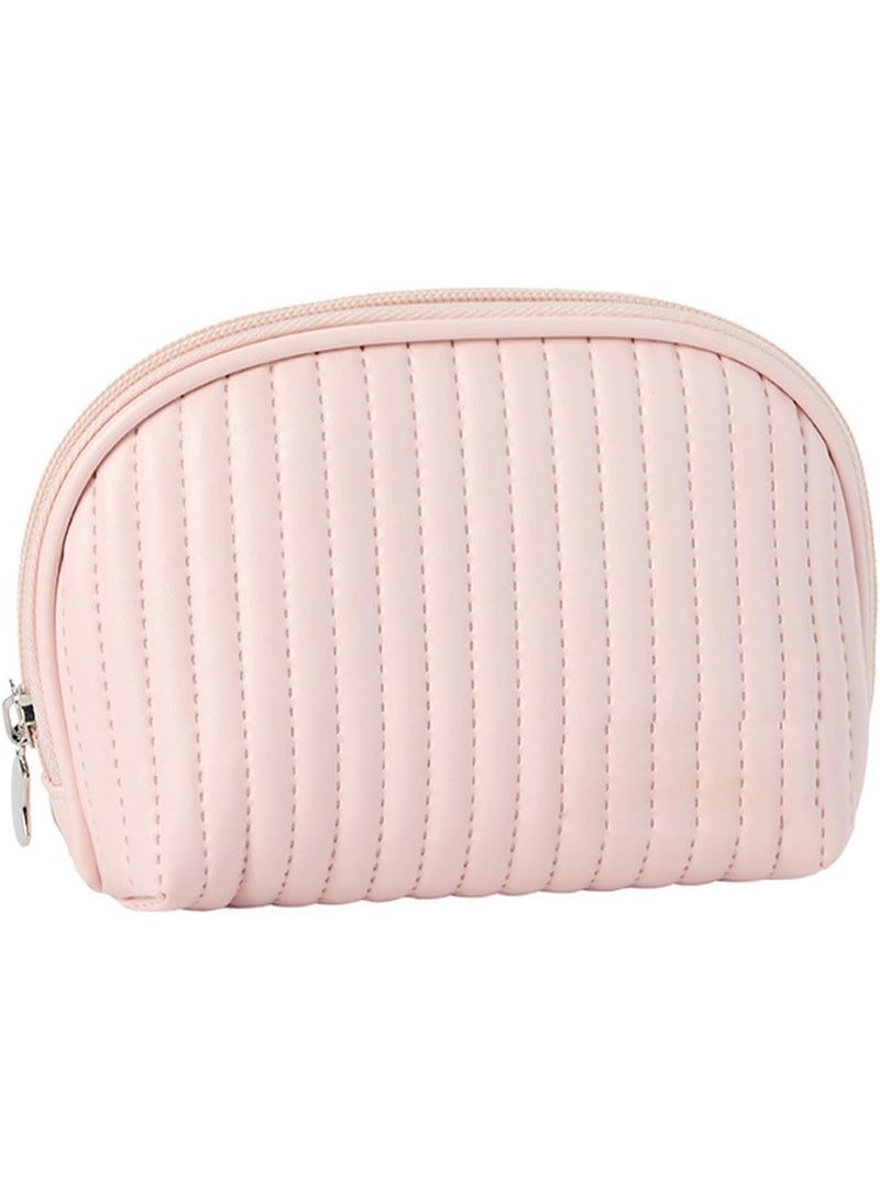 Small Pink Makeup Bag for Women,Travel Cosmetic Organizer Zipper Pouch Toiletry Storage Bag,Coin Purse Portable Make up Case for Handbag Purse Suitcase - Image 1