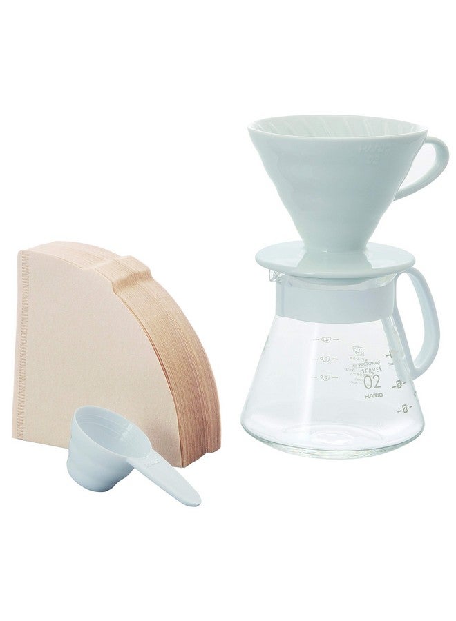 هاريو طقم قهوة هاريو V60 سيراميك، مقاس 02، أبيض - Image 1