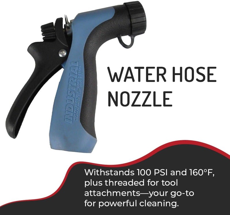 HITECH Hi Tech High-Pressure Heavy-Duty Hose Nozzle – 100 PSI Max, 160F Water Temp, Pistol Grip with Threaded Front for Cleaning Tools, Fits Standard Garden Hoses - Image 2
