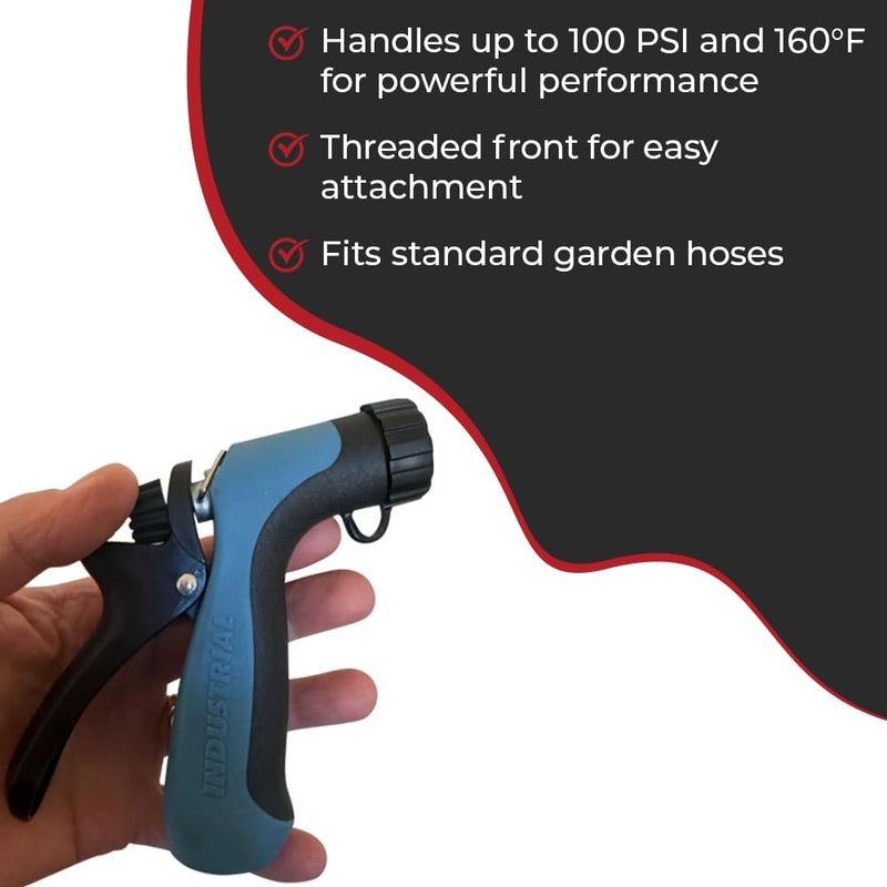 HITECH Hi Tech High-Pressure Heavy-Duty Hose Nozzle – 100 PSI Max, 160F Water Temp, Pistol Grip with Threaded Front for Cleaning Tools, Fits Standard Garden Hoses - Image 4