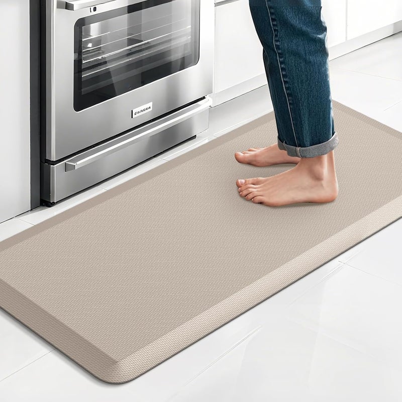 TranquilRelax Extra Large Kitchen Mat Rug, Khaki, 17.3''x39'' | Thick Floor Comfort Anti-Fatigue Mat, Non-Slip, Water Resistant, Stain Resistant, Easy Clean, for Kitchen, Sink, Office,Home - Image 1