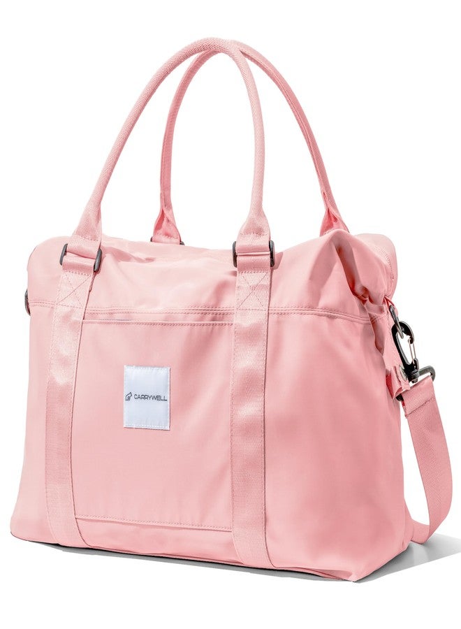 Carrywell (Not Made In China) Travel Duffel Bag For Women, Women's Gym and Travel Tote, Overnight Weekender Bags, Carry On Duffle With Shoulder Strap, Luggage Sleeve and Anti-Theft Pocket, Pink, Large, Travel - Image 1