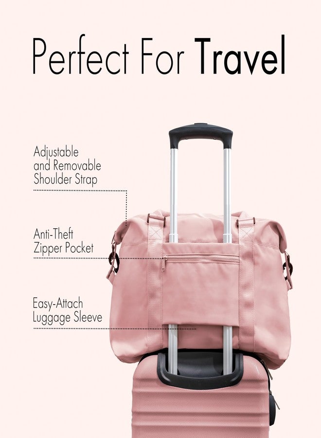 Carrywell (Not Made In China) Travel Duffel Bag For Women, Women's Gym and Travel Tote, Overnight Weekender Bags, Carry On Duffle With Shoulder Strap, Luggage Sleeve and Anti-Theft Pocket, Pink, Large, Travel - Image 3