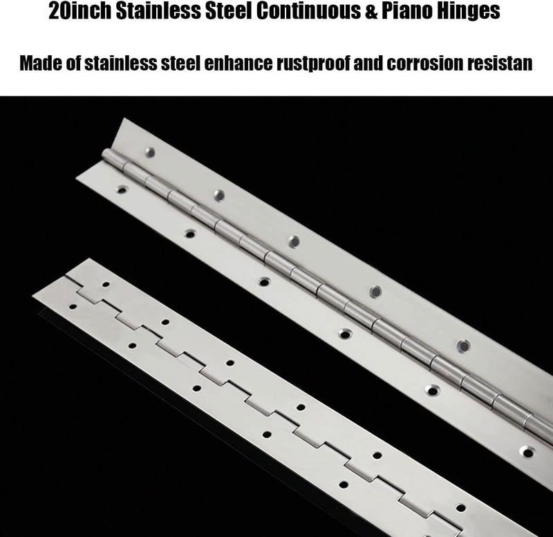 EPHECH 20Inch Continuous & Piano Hinges, 2PCS Heavy Duty Stainless Steel Piano Hinge, Smooth Polished Folding Continuous Hinge, 0.04inch Leaf Thickness, 1.2inch Open Width - Image 4