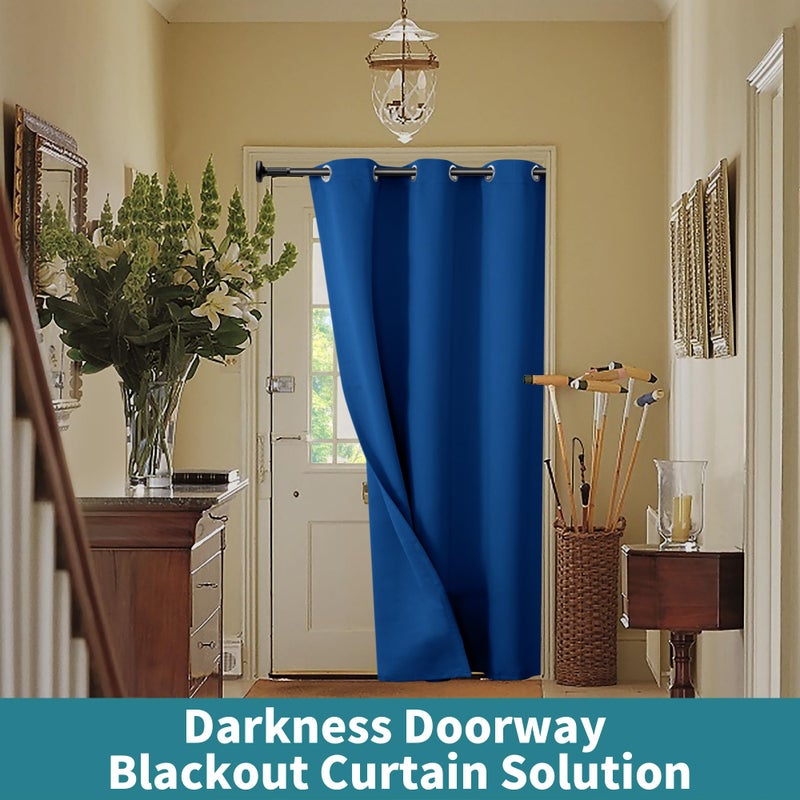 BGment Royal Blue Door Curtain 80 Inch Length for Doorway  Bedroom Closet Curtain  Privacy Thermal Insulated Blackout Grommet Room Divider for Room Separation  1 Panel  42 Inch Wide - Image 5