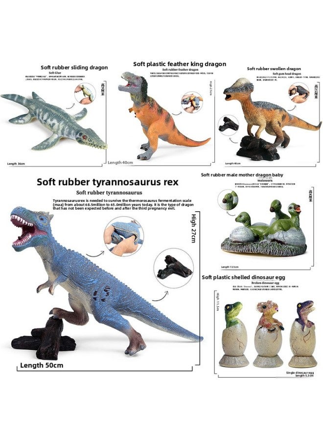 Animal Model Soft Glue Marine Life Simulation Soft Glue Dinosaur Toy Deng's Fish Sliding Toothosaurus Swollen Head Dragon Thick Nose Dragon-Color:JS Soft Glue Dinosaur-shark Tooth Dragon  - Image 4
