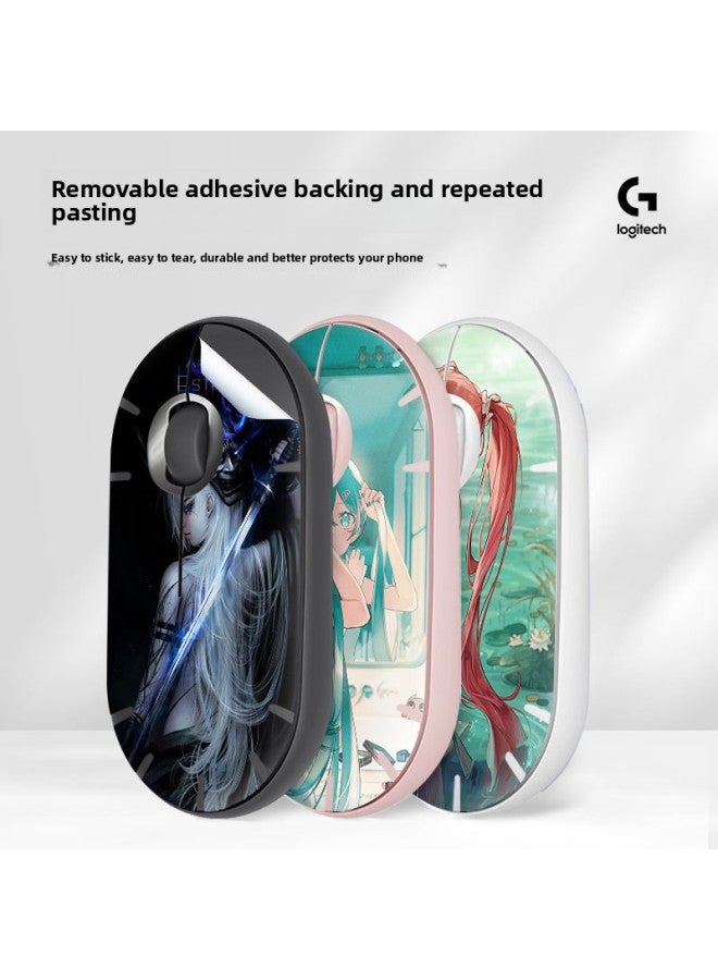 Applicable To Logitech Pebble Wireless Mouse Film Goose Warm Stone Mouse Protection Sticker Accessories Beautiful Girl Anti-sweat-Color:601  - Image 3