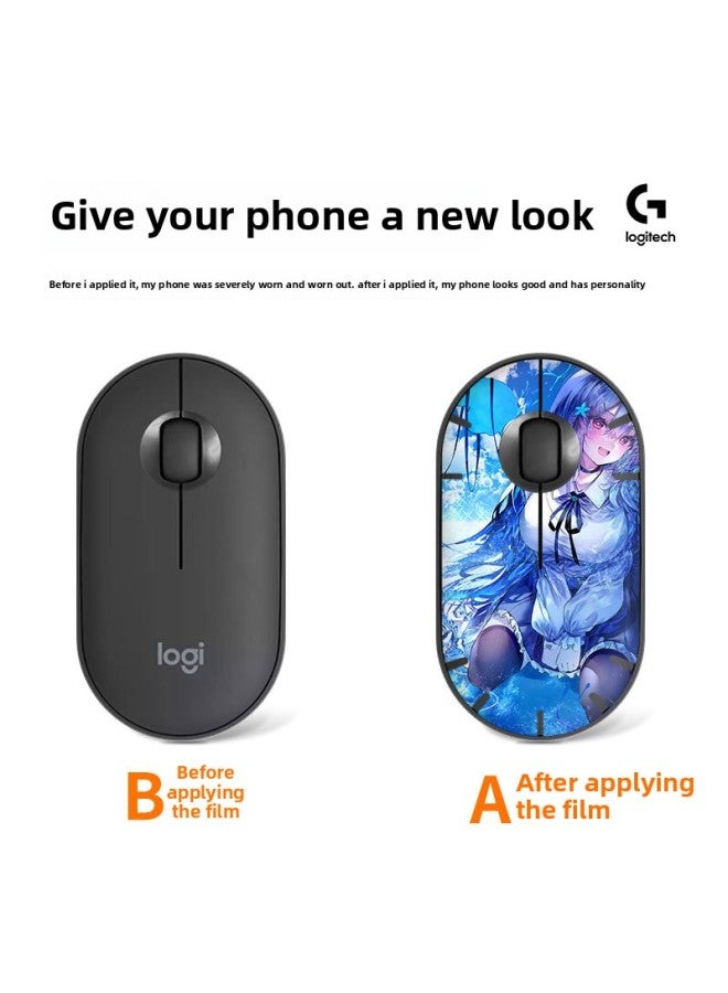 Applicable To Logitech Pebble Wireless Mouse Film Goose Warm Stone Mouse Protection Sticker Accessories Beautiful Girl Anti-sweat-Color:601  - Image 5