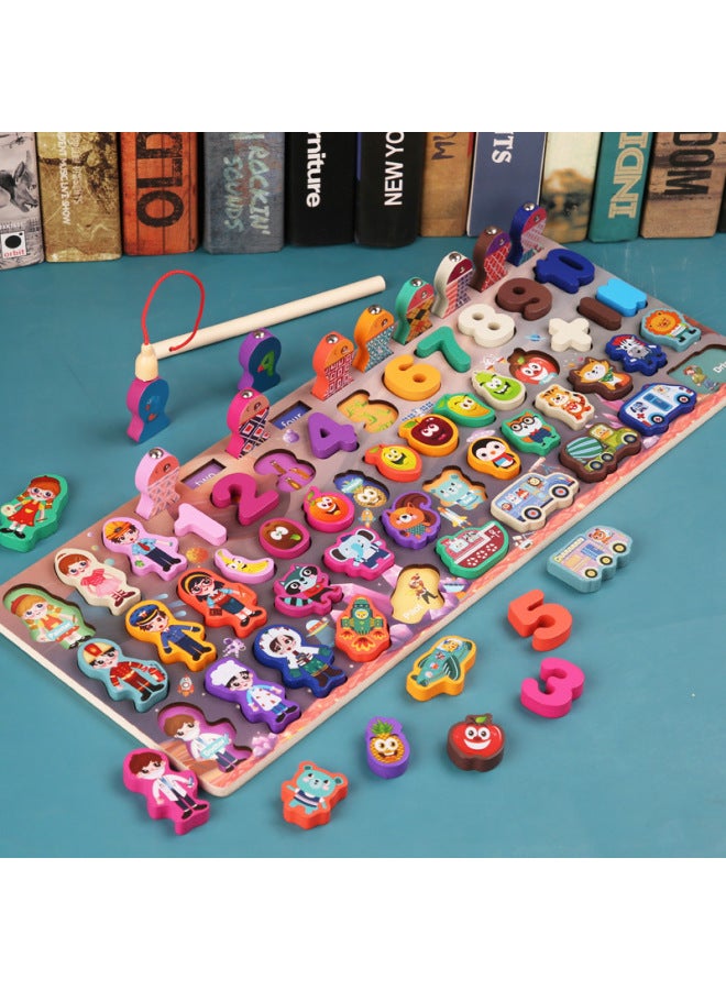 Hot-selling Children's Toys Digital Puzzle Building Blocks Assembled Early Education Educational Boys' And Girls' Baby Fishing Logarithmic Board-Color:Fruit Traffic Figure Logarithmic Board - Image 5