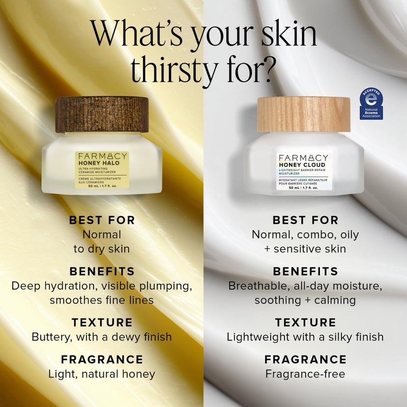 Farmacy Ceramide Face Moisturizer - Honey Halo Hydrating Facial Moisturizer for Dry Skin - Plumps, Soothes + Restores Skin with Potent Ceramides + Buckwheat Honey for a Dewy, Healthy Glow (50ml) - Image 3