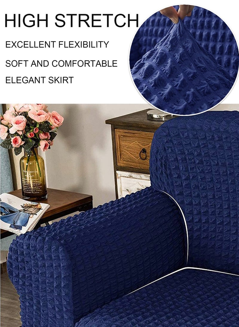 Arabest sofa cover 3 seater Super Stretchable Wrinkle-free Full Coverage Couch Slipcover Exquisitely Detailed Slip Flexible Resistant Jacquard Sofa Cover Blue Combination Material 140-280cm - Image 3