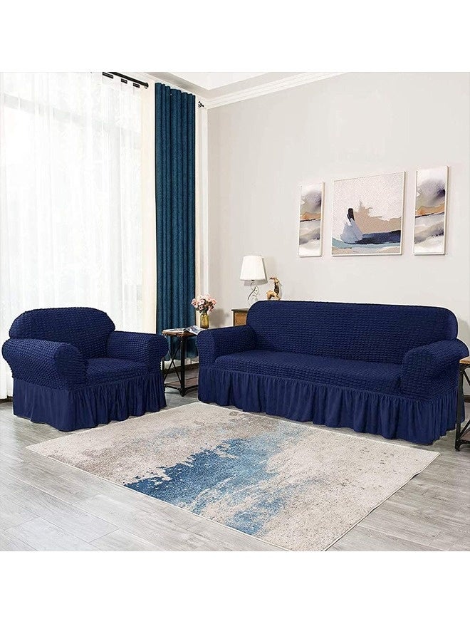 Arabest sofa cover 3 seater Super Stretchable Wrinkle-free Full Coverage Couch Slipcover Exquisitely Detailed Slip Flexible Resistant Jacquard Sofa Cover Blue Combination Material 140-280cm - Image 4
